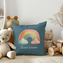 Kids Whimsical Pastel Rainbow in Clouds Kudde