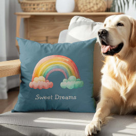 Kids Whimsical Pastel Rainbow in Clouds Kudde