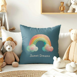 Kids Whimsical Pastel Rainbow in Clouds Kudde