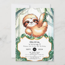Kids Whimsical Sloth Birthday