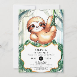 Kids Whimsical Sloth Birthday Inbjudningar