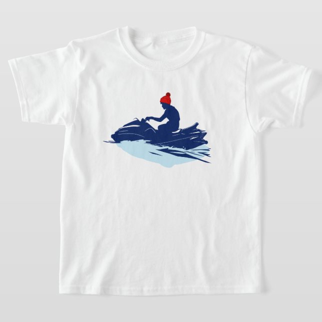 Kids White Tee Shirt | Jet Ski Äventyr | Bas (Laydown)