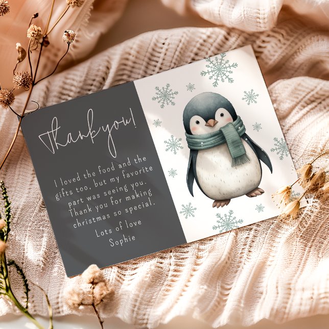 Kids Winter Penguin Tack Kort (Skapare uppladdad)
