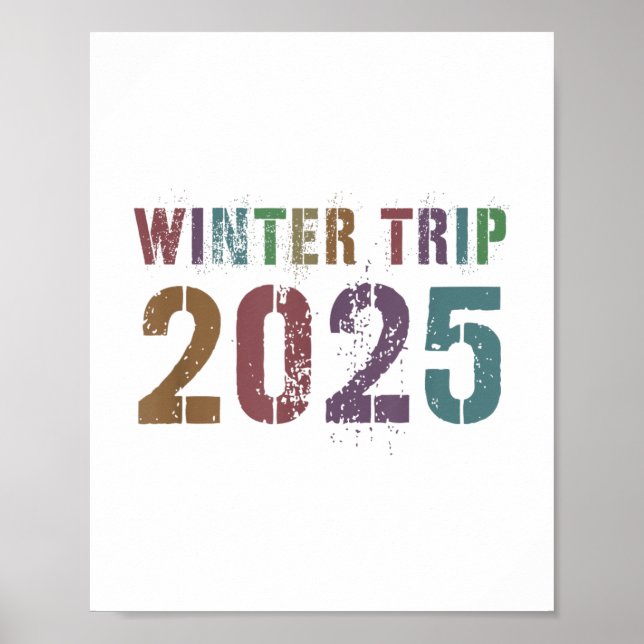 Kids Winter Resa 2025 Skiing Beach Travel Sjöjungf Poster (Framsidan)