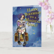 Kids Witch Tonåring Tecknad Watercolor Birthday