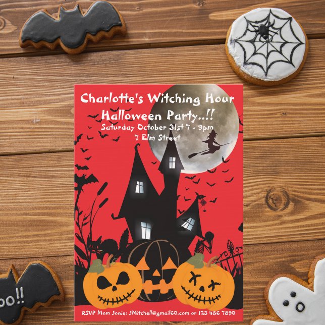 Kids Witching Hour Halloween fest Inbjudningar (Witching Hour Halloween Party Invite)