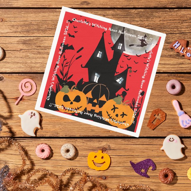 Kids Witching Hour Halloween fest Pappersservett (Witching Hour Halloween Party Napkin)