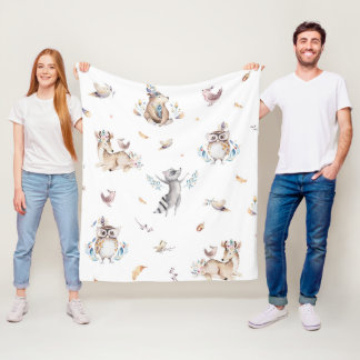 Kids Woodland Animal Blankets Fleecefilt
