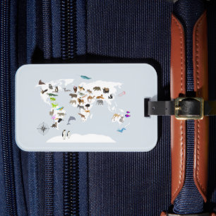 Kids World Map Animals Bagagebricka