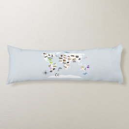 Kids World Map Animals Kroppskudde