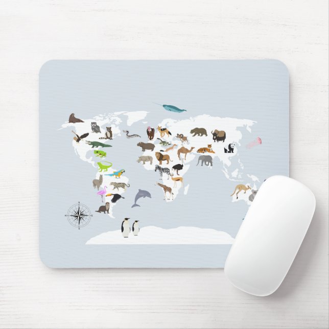 Kids World Map Animals Musmatta (Med mus)