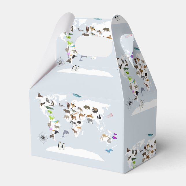 Kids World Map Animals Presentaskar (Framsidan Sidan)