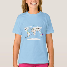 Kids World Map Animals T Shirt