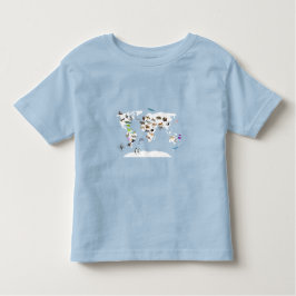 Kids World Map Animals T Shirt
