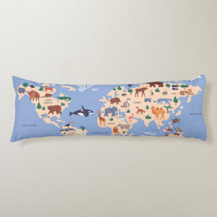 Kids World map Cute Whimsical Modern Kroppskudde
