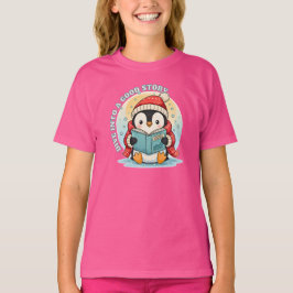 Kids Wow Rosa Läsande Pingvin Storytime Bomull T-S T Shirt