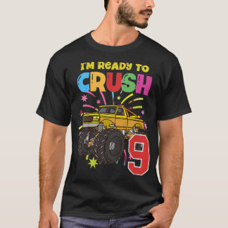 Kids Yellow Monster Truck Gift is Ready For My 9th T Shirt