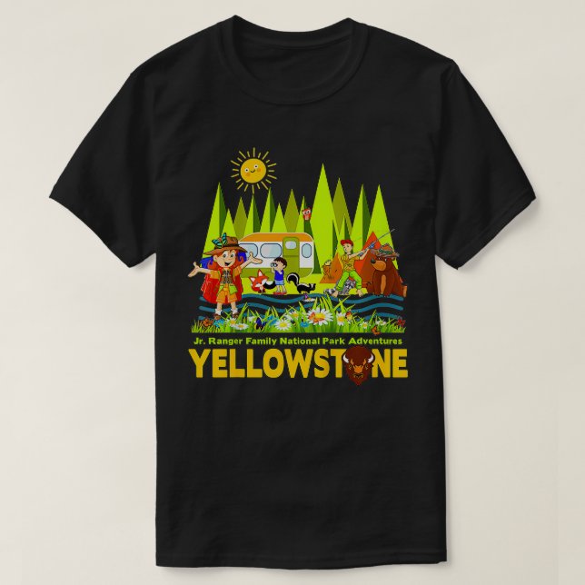 Kids Yellowstone Jr Family National Park Souvenir T Shirt (Design framsida)