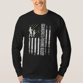 Kids Young Fisherman Grandpas Fishing Buddy Pappa  T Shirt