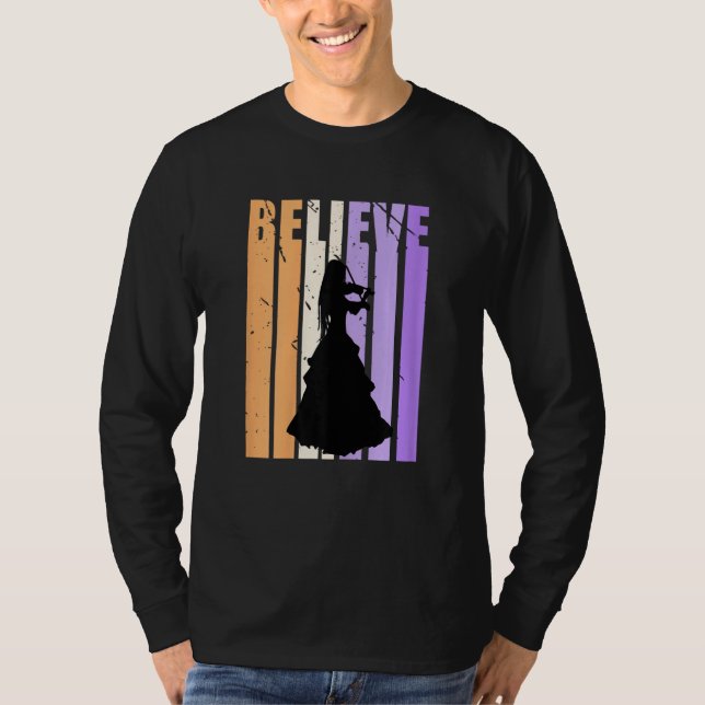 Kids Youth Retro Violin Believe Practice Plays The T Shirt (Framsida)