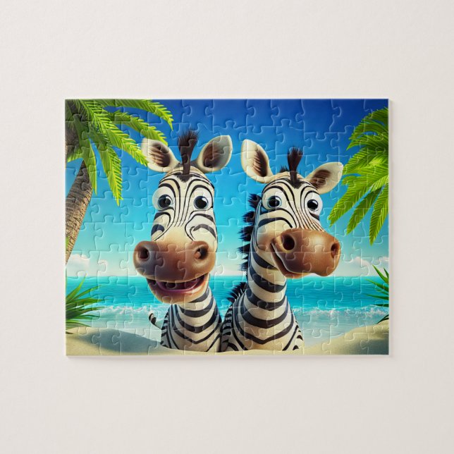 Kids Zebror Jigszawa Puzzle - Tropical Pussel (Horisontell)