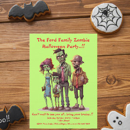 Kids Zombie Family Halloween fest Inbjudningar