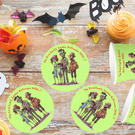 Kids Zombie Family Halloween fest Underlägg Papper Rund