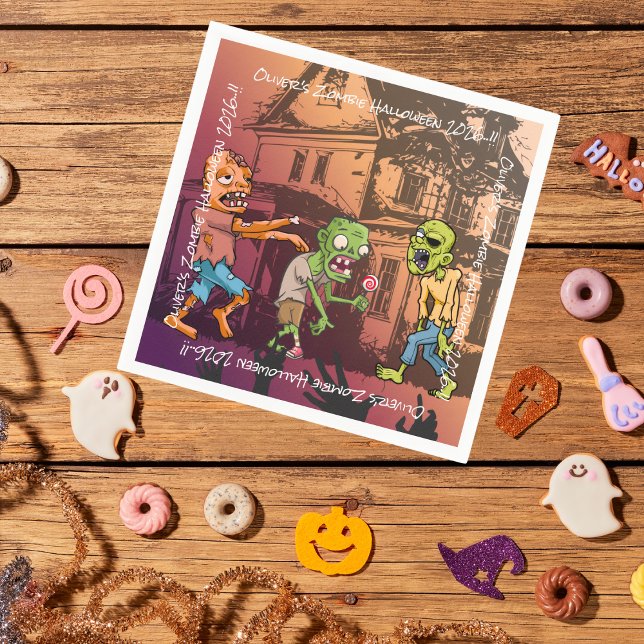 Kids Zombie Halloween fest Pappersservett (Zombie Halloween Party Napkins)