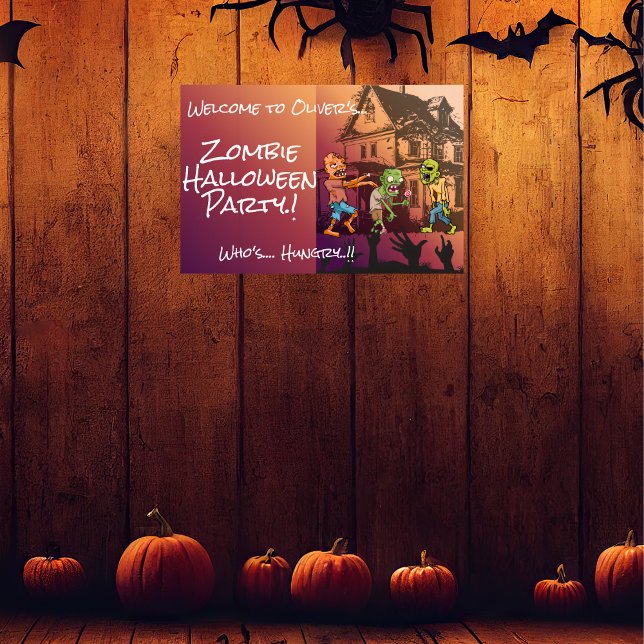 Kids Zombie Halloween fest Poster (Zombie Halloween Party Wall Poster)