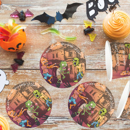 Kids Zombie Halloween fest Underlägg Papper Rund
