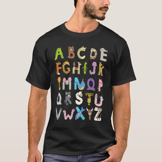 Kids Zoo Animal Alphabet ABCs Learning for Boys Gi T Shirt (Framsida)