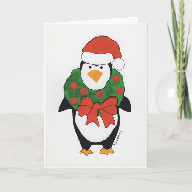 KidsArt för CHOC - Penguin Helgdag Tack Kort (Framsida)
