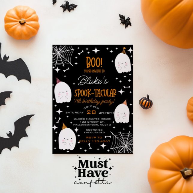 Kids'Halloween Födelsedagsfest Cute Spöken Julkort (Skapare uppladdad)