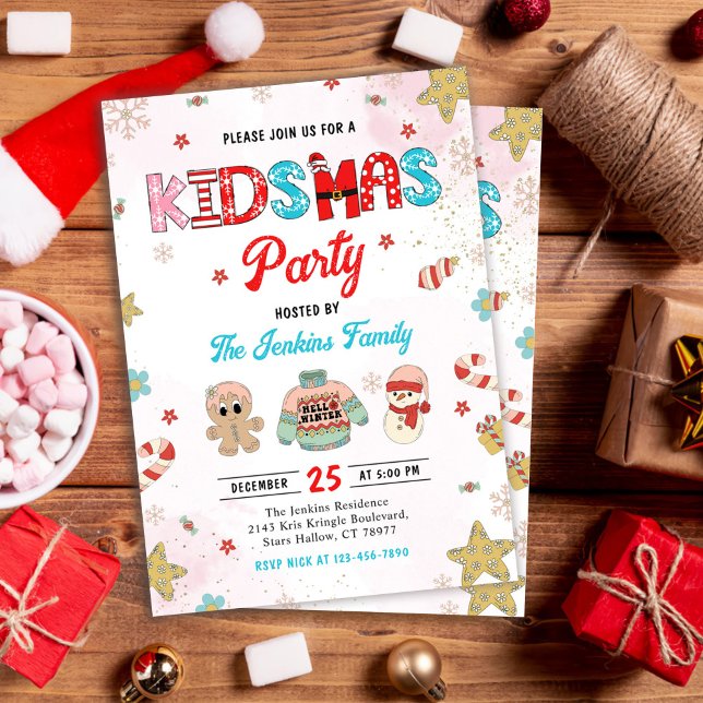 Kidsmas Winter jul Party Inbjudningar (Skapare uppladdad)