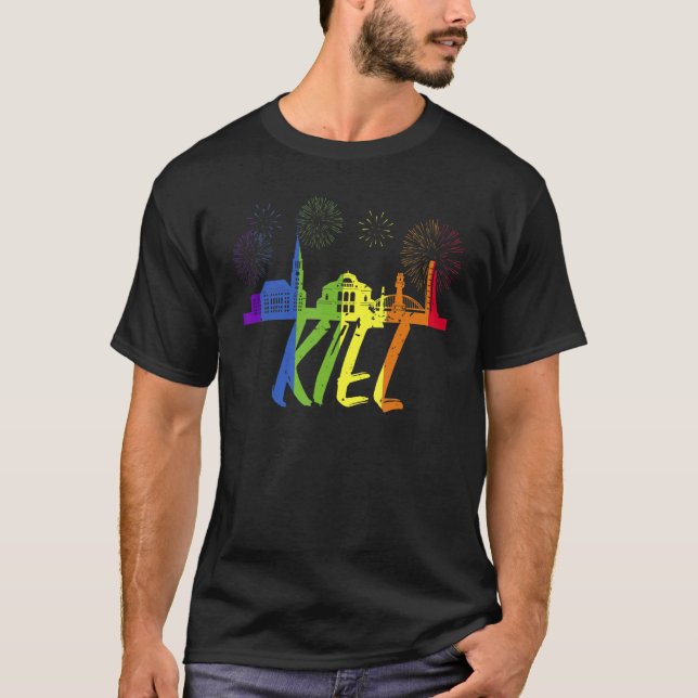 Kiel Pride Skyline Pride Parad Kiel T Shirt (Framsida)