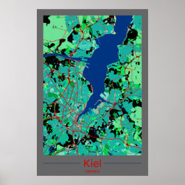 Kiel Stadtkarten Zentrum im Kontrast Poster