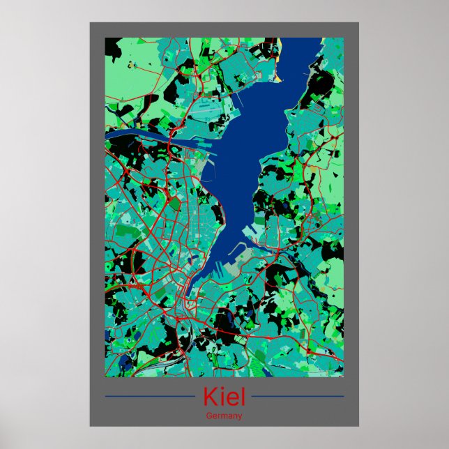 Kiel Stadtkarten Zentrum im Kontrast Poster (Framsidan)