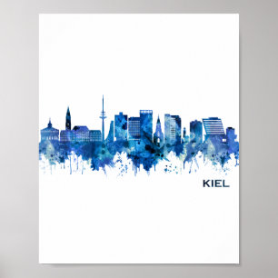 Kiel Tysklandare Skyline Blue Poster