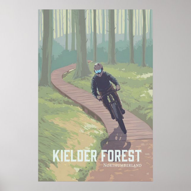 Kielder Forest Mountain Biking Reseskylt Poster (Framsidan)