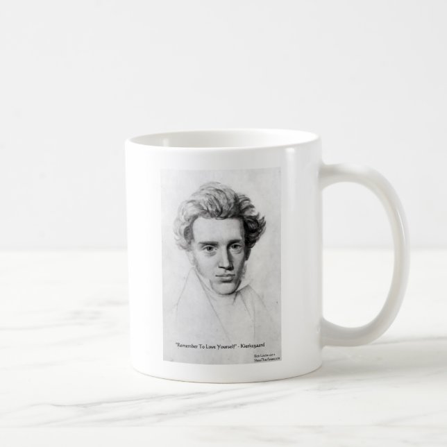 Kierkegaard "Kärlek Yourself" Kärlek citattecken o Kaffemugg (Höger)