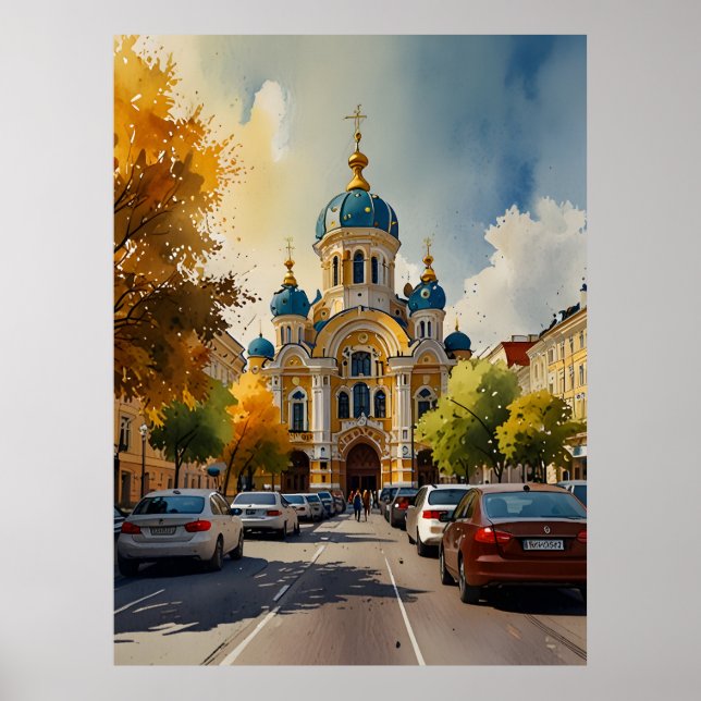 Kiev akvarell konst poster (Framsidan)