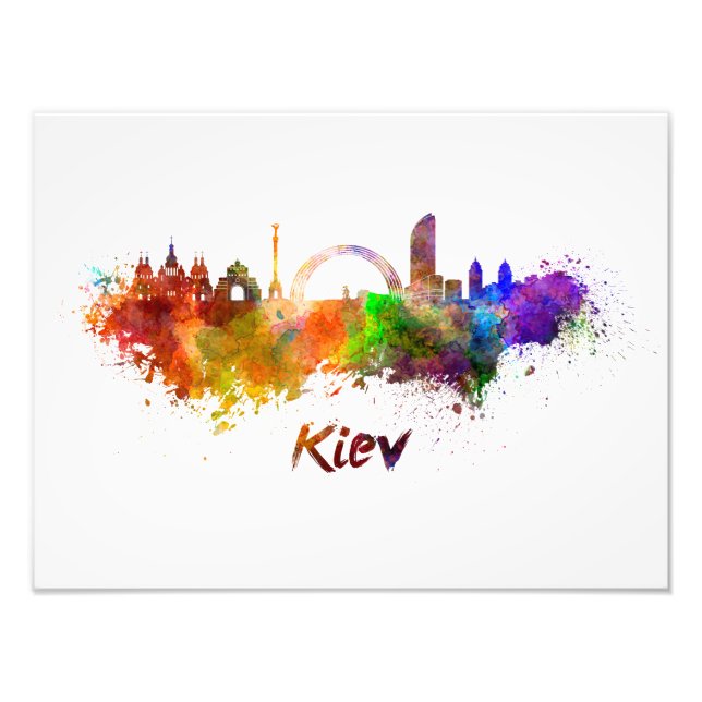 Kiev skyline in watercolor fototryck (Framsidan)