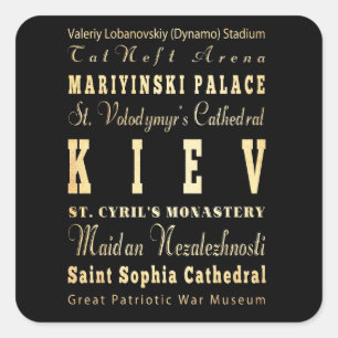 Kiev stad av Ukraina typografikonst Fyrkantigt Klistermärke