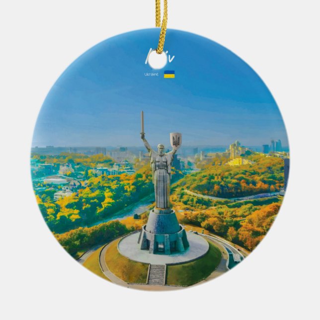 Kiev, Ukraina - Monumentet Moder Ukraina Julgransprydnad Keramik (Framsidan)