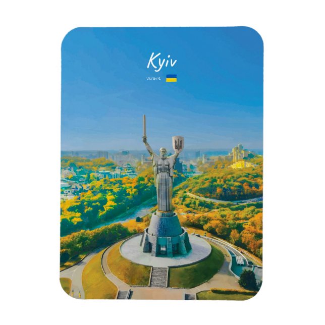 Kiev, Ukraina - Monumentet Moder Ukraina rundforma Magnet (Vertikal)
