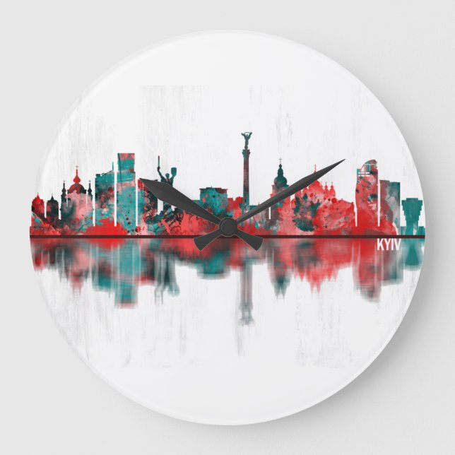 Kiev Ukraina Skyline Stor Klocka (Framsida)