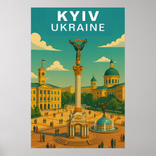 Kiev Ukraina Stort Centralt Torg Resa Poster