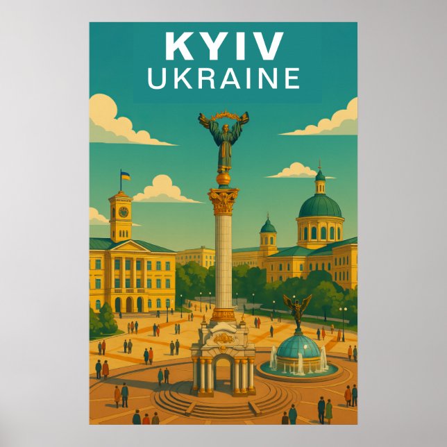 Kiev Ukraina Stort Centralt Torg Resa Poster (Framsidan)