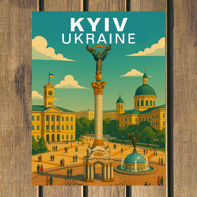 Kiev Ukraina Stort Centralt Torg Resa Vykort (Kyiv Ukraine Grand Central Square Travel Postcard)