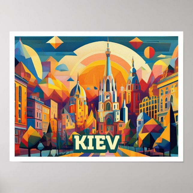 Kiev Ukraina Travel konstnärligt färgad Poster (Framsidan)